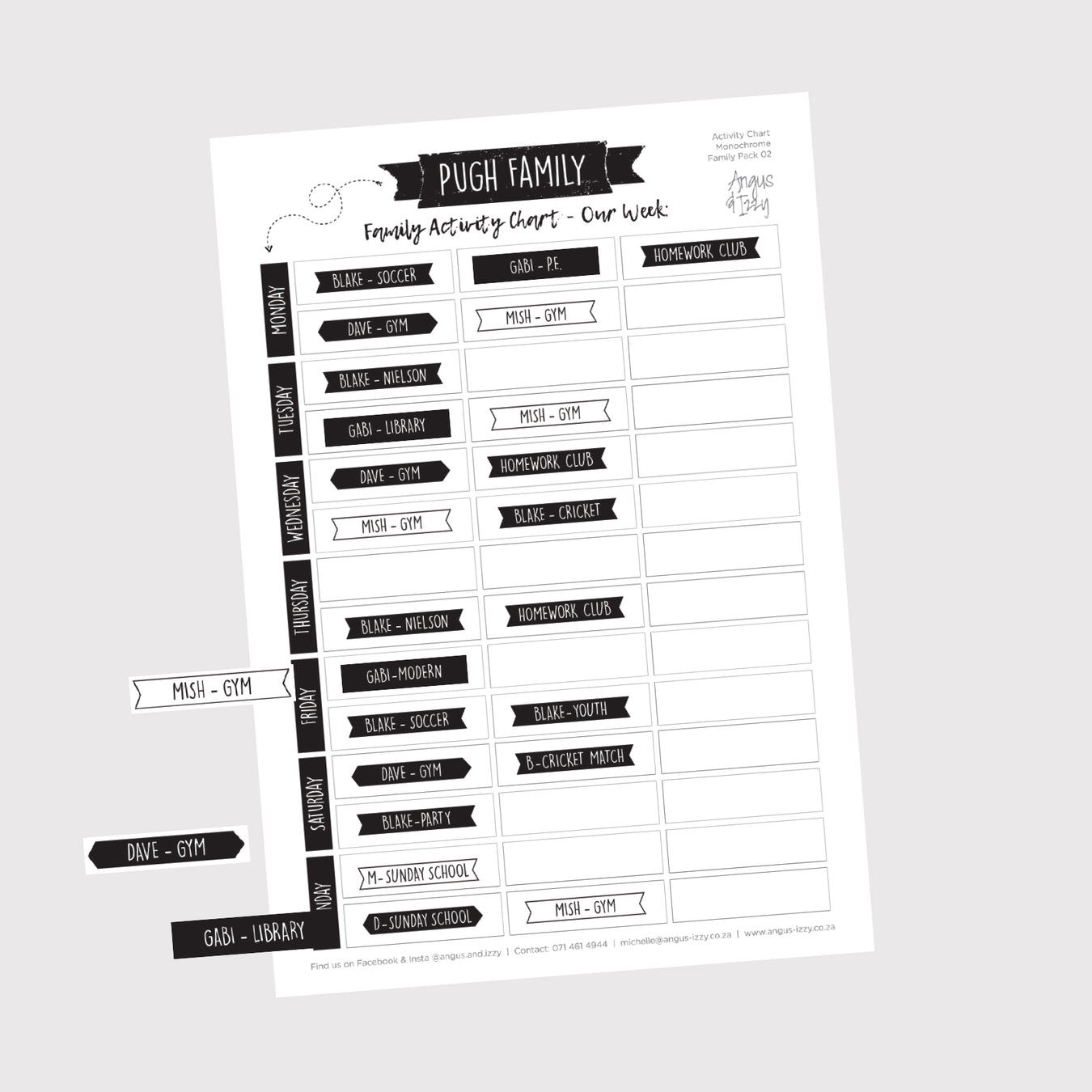 Family Activity Charts