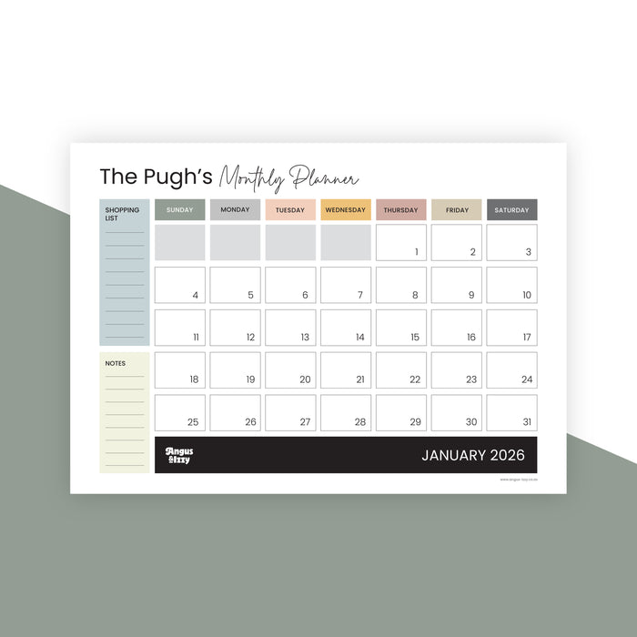 A3 Monthly Planners 2026