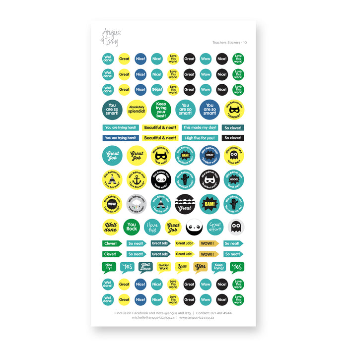Personalised Teacher Stickers - Range 10