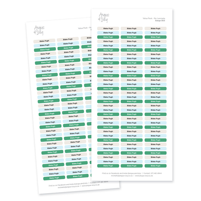 Name Tag Value Pack - B03