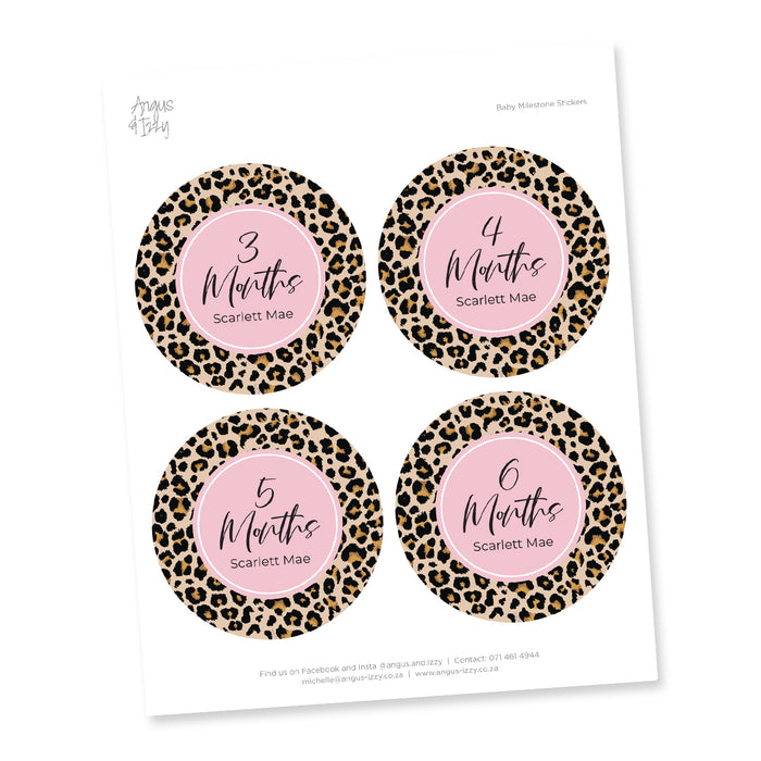 Baby Milestone Sticker Pack - Leopard Print