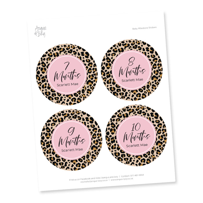 Baby Milestone Sticker Pack - Leopard Print