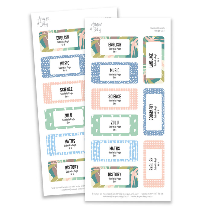 Subject Labels - G33