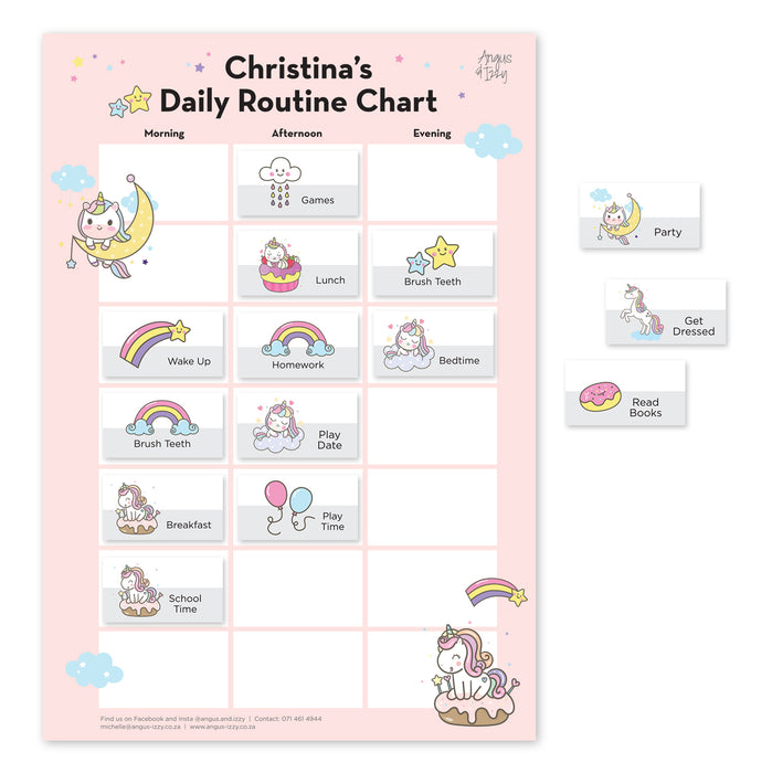 Magnetic Daily Routine Chart - Unicorn Portrait
