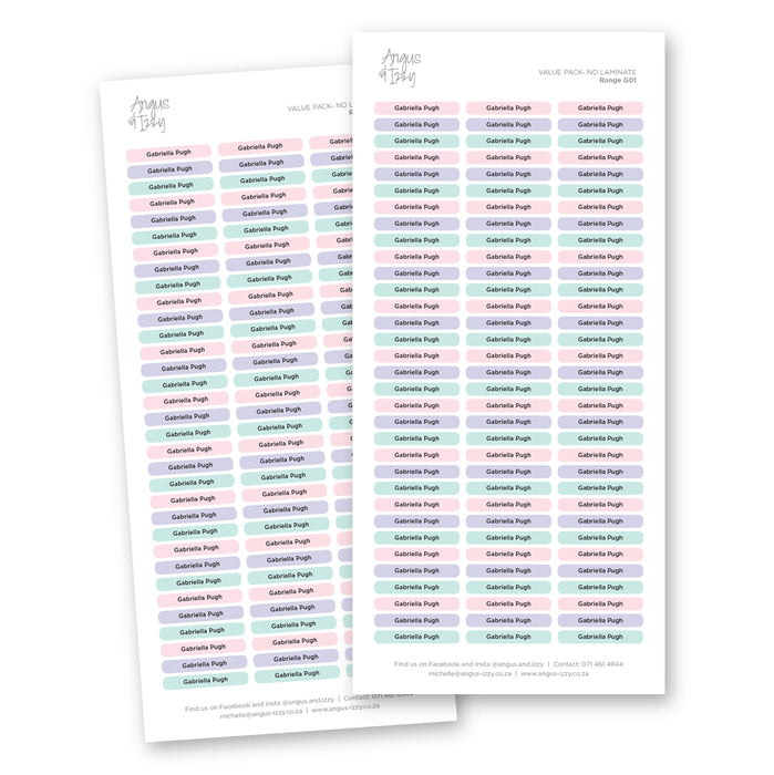 Name Tag Value Pack - G01