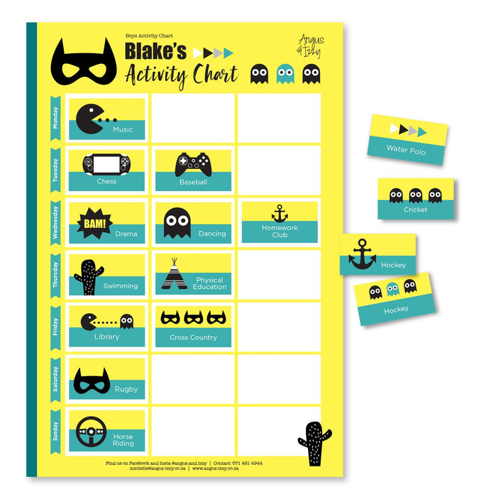 Boys Activity Chart - Range 02 Activity Charts Angus & Izzy