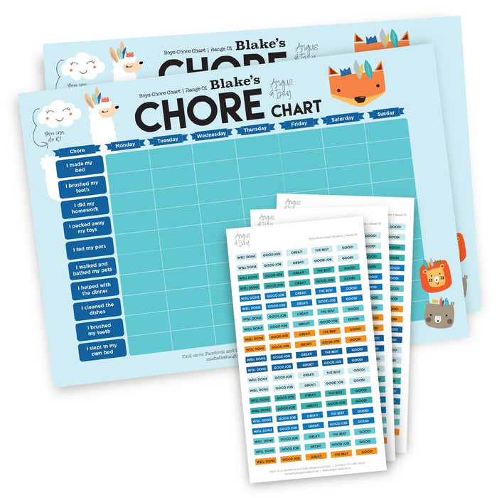 Boys Chore Chart - Range 01 Chore Chart Angus & Izzy