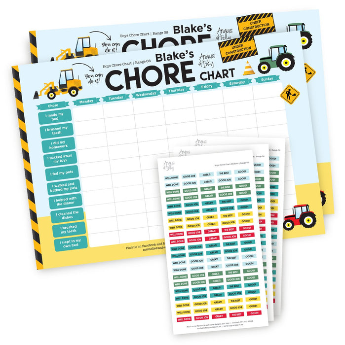 Boys Chore Chart - Range 08 Chore Chart Angus & Izzy