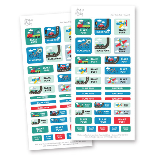 Boys' Name Tags - Range 15 Name Tags Angus & Izzy