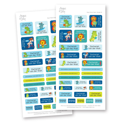 Boys' Name Tags - Range 18 Name Tags Angus & Izzy