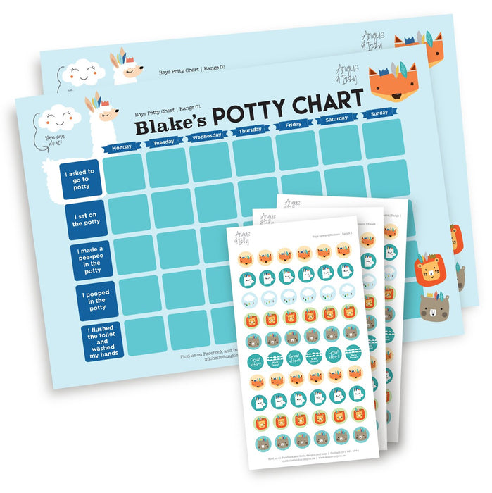 Boys Potty Chart - Range 01 Potty Chart Angus & Izzy