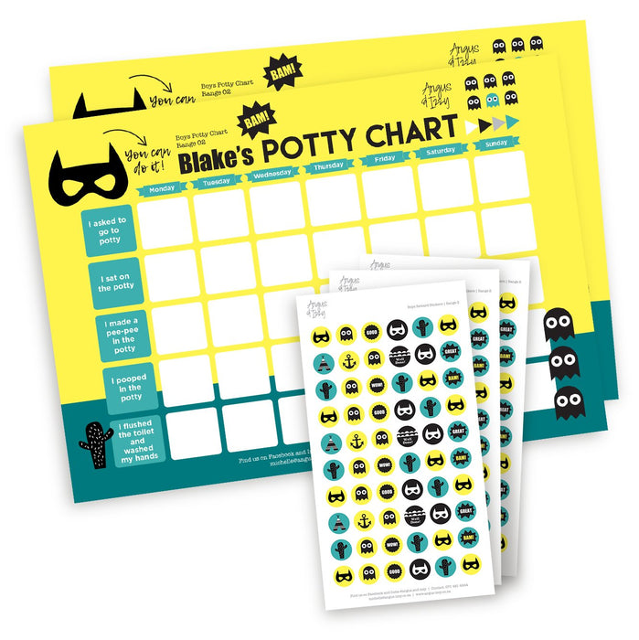 Boys Potty Chart - Range 02 Potty Chart Angus & Izzy