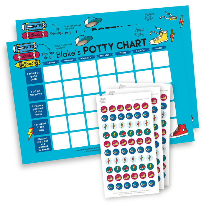 Boys Potty Chart - Range 05 Potty Chart Angus & Izzy