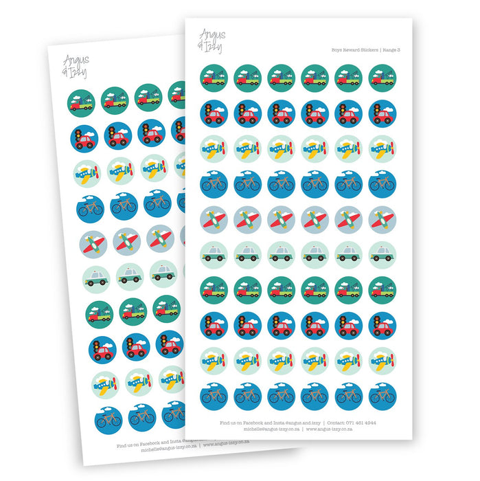 Boys Reward Chart Stickers - Range 03 Reward Chart Stickers Angus & Izzy
