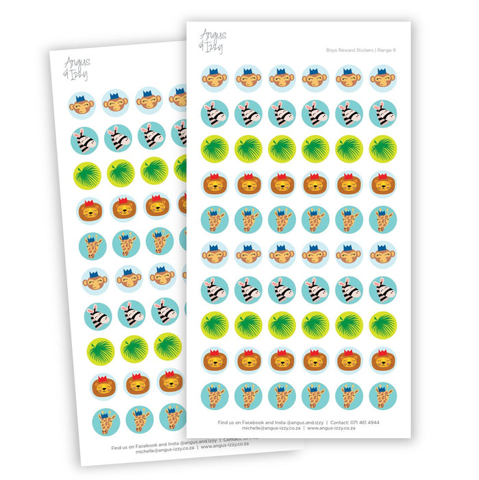 Boys Reward Chart Stickers - Range 09 Reward Chart Stickers Angus & Izzy