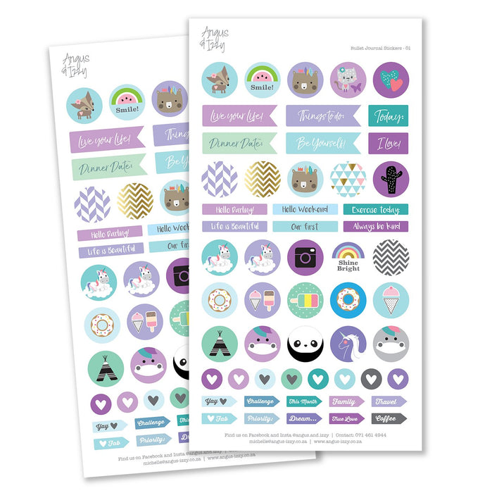 Bullet Journal Stickers - Range 01 Bullet Journal Stickers Angus & Izzy