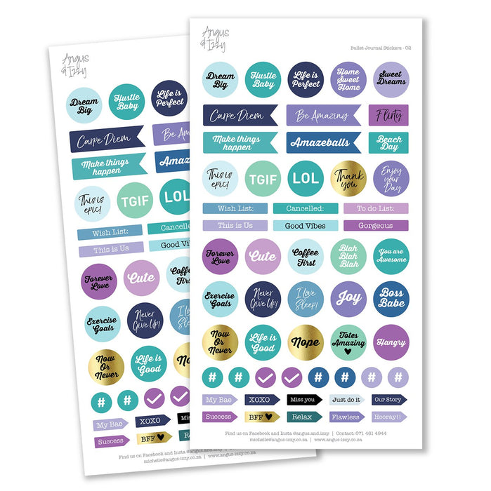 Bullet Journal Stickers - Range 02 Bullet Journal Stickers Angus & Izzy