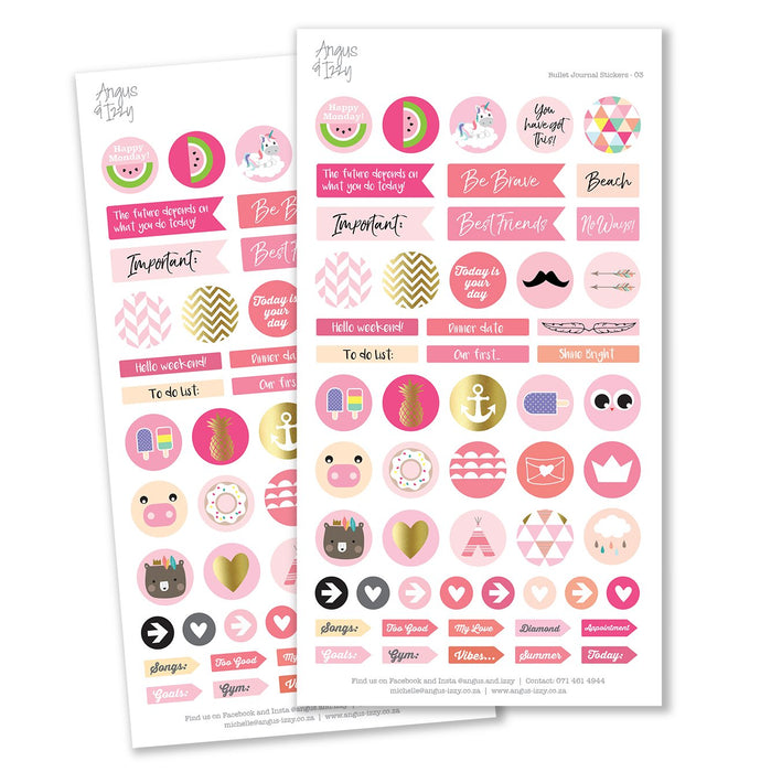 Bullet Journal Stickers - Range 03 Bullet Journal Stickers Angus & Izzy