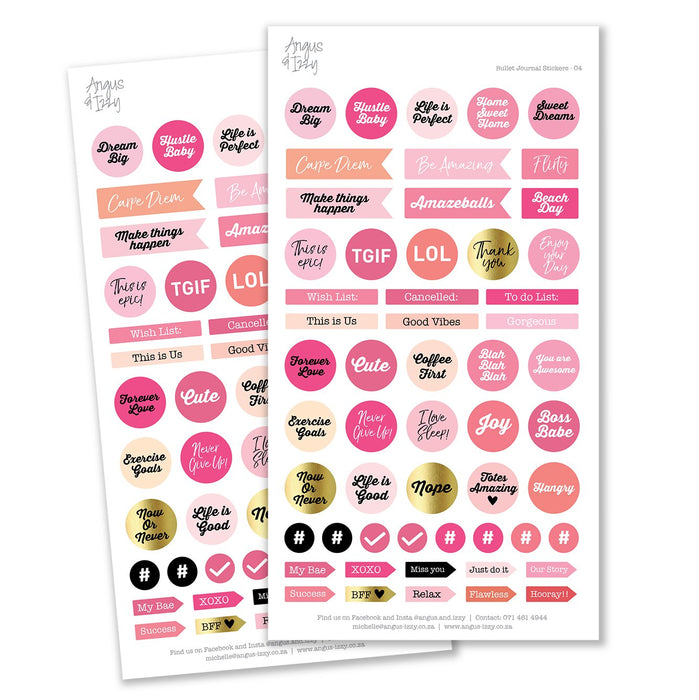 Bullet Journal Stickers - Range 04 Bullet Journal Stickers Angus & Izzy