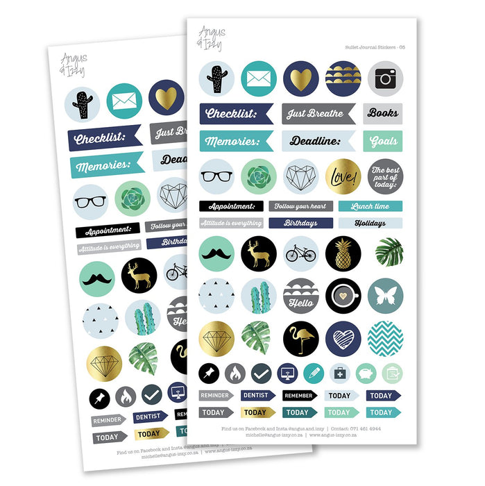 Bullet Journal Stickers - Range 05 Bullet Journal Stickers Angus & Izzy