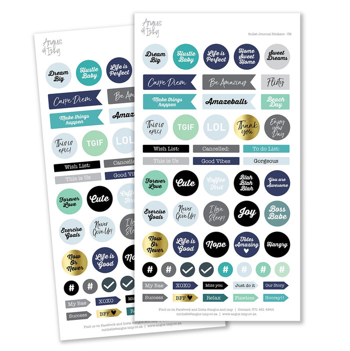 Bullet Journal Stickers - Range 06 Bullet Journal Stickers Angus & Izzy