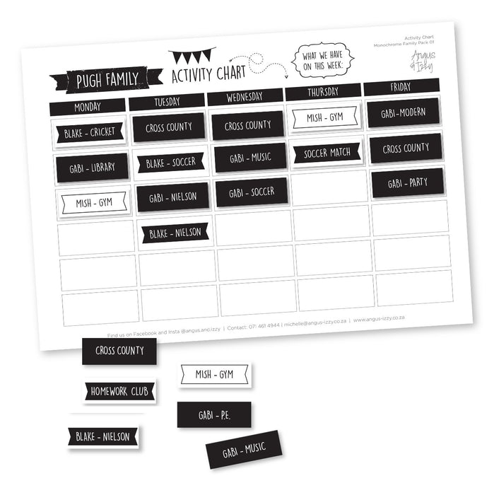 Family Activity Chart - Range 01 Activity Charts Angus & Izzy