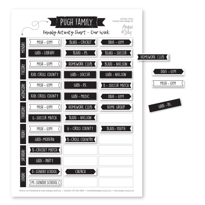 Family Activity Chart - Range 02 Activity Charts Angus & Izzy