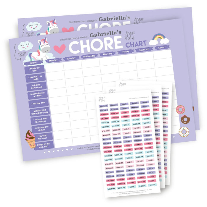 Girly Chore Chart - Range 01 Chore Chart Angus & Izzy
