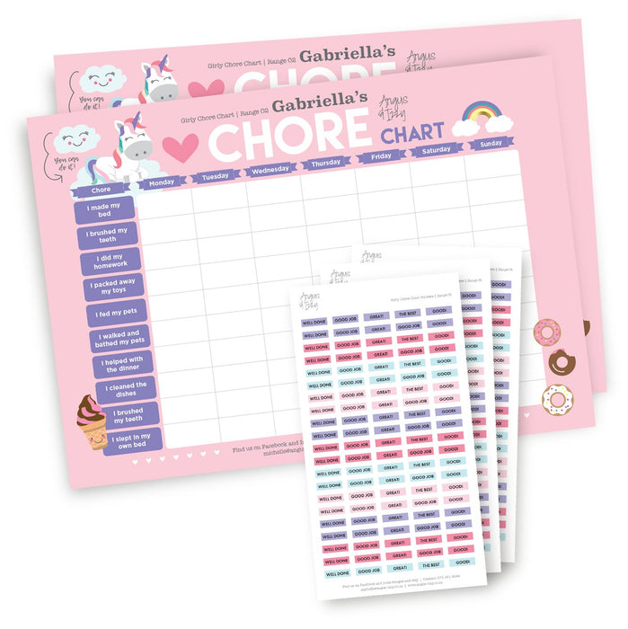 Girly Chore Chart - Range 02 Chore Chart Angus & Izzy