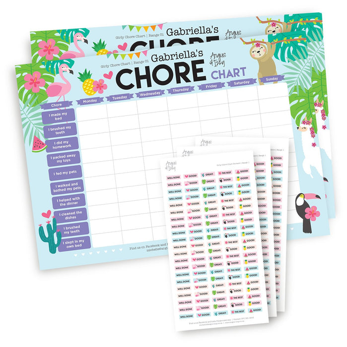 Girly Chore Chart - Range 04 Chore Chart Angus & Izzy