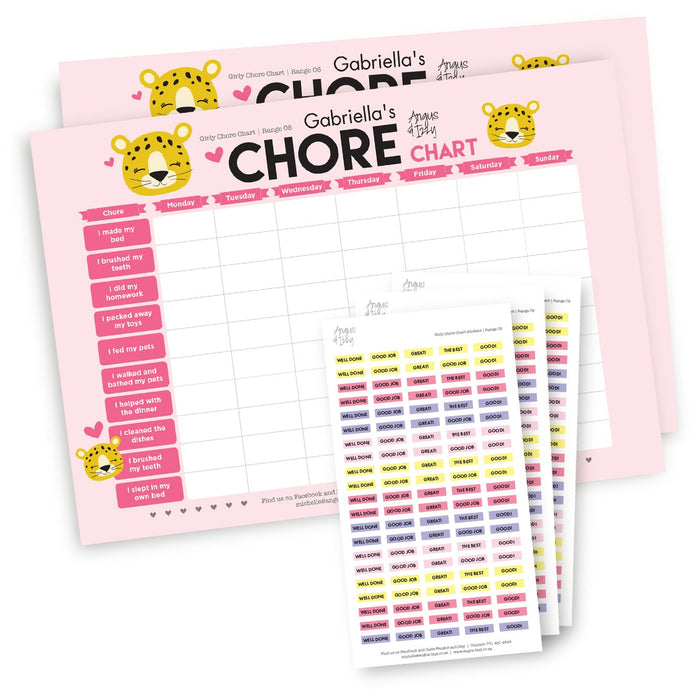 Girly Chore Chart - Range 05 Chore Chart Angus & Izzy