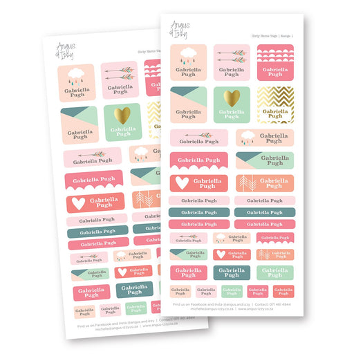 Girly Name Tags - Range 01 Name Tags Angus & Izzy