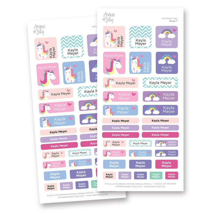 Girly Name Tags - Range 07 Name Tags Angus & Izzy