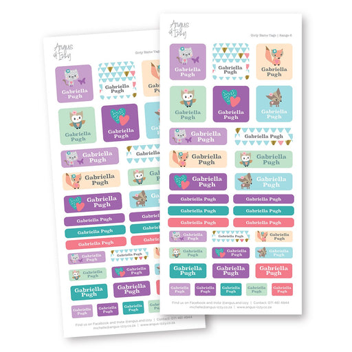 Girly Name Tags - Range 08 Name Tags Angus & Izzy