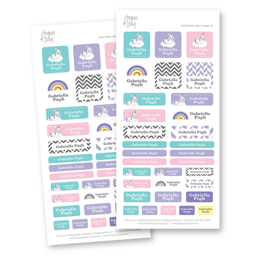 Girly Name Tags - Range 12 Name Tags Angus & Izzy