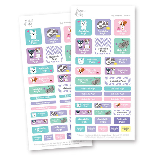 Girly Name Tags - Range 14 Name Tags Angus & Izzy