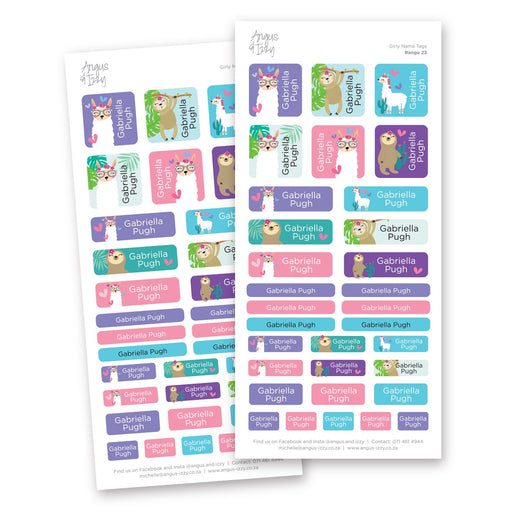 Girly Name Tags - Range 23 Name Tags Angus & Izzy
