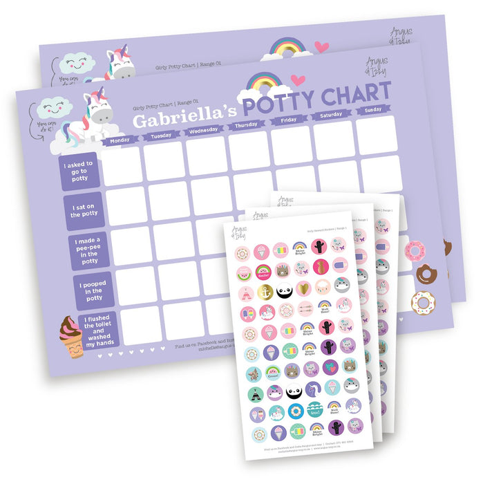 Girly Potty Chart - Range 01 Potty Chart Angus & Izzy