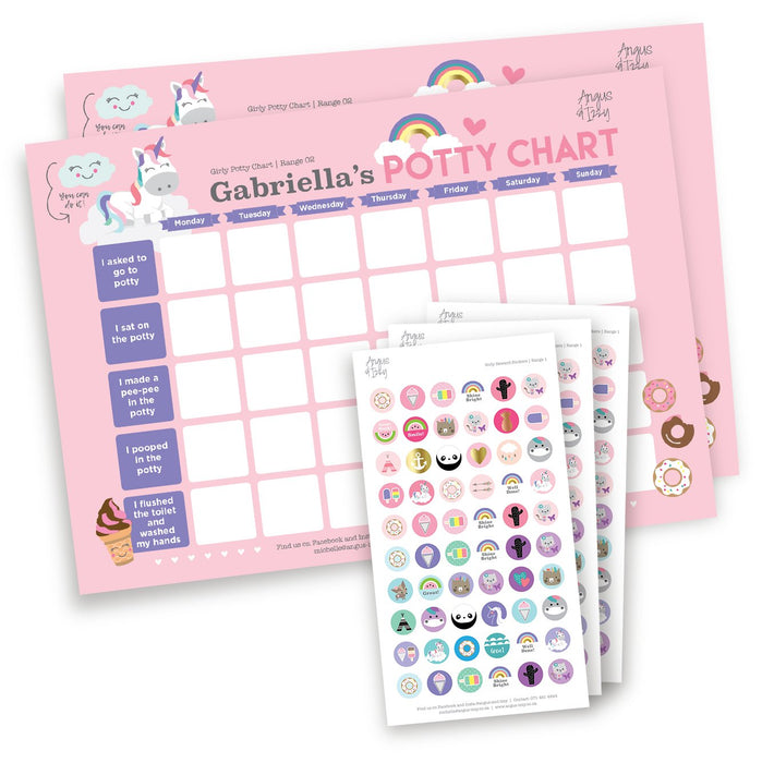 Girly Potty Chart - Range 02 Potty Chart Angus & Izzy