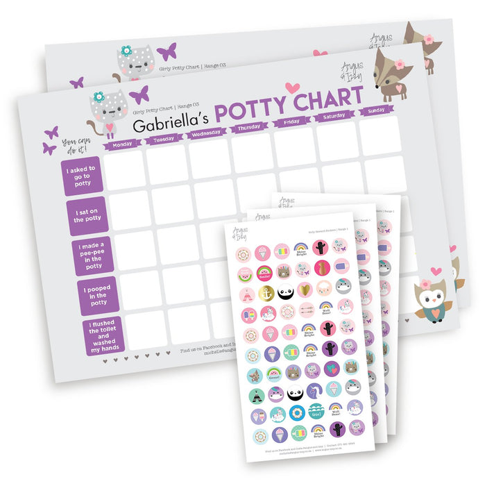 Girly Potty Chart - Range 03 Potty Chart Angus & Izzy