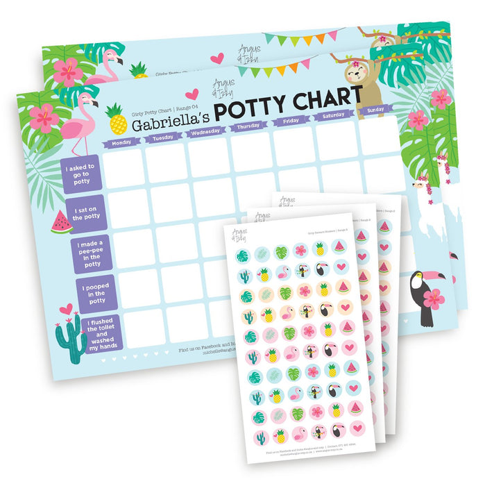 Girly Potty Chart - Range 04 Potty Chart Angus & Izzy
