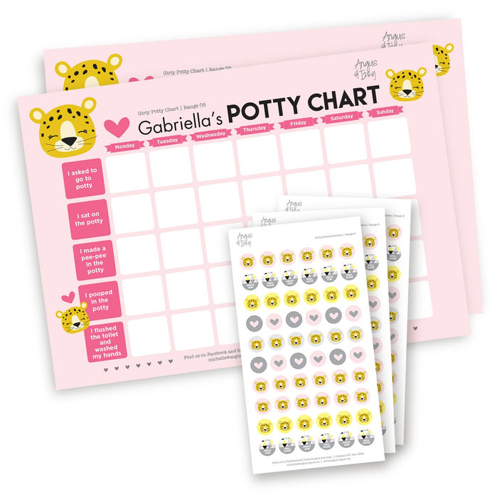 Girly Potty Chart - Range 05 Potty Chart Angus & Izzy