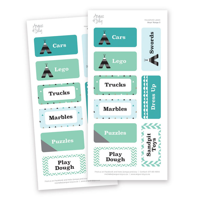 Household Labels - Boys' Range 03 Household Labels Angus & Izzy