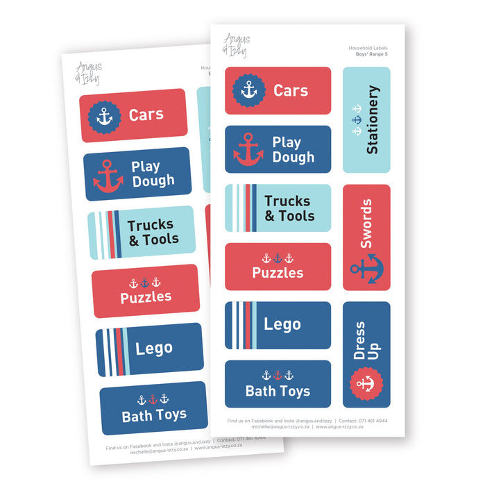 Household Labels - Boys' Range 05 Household Labels Angus & Izzy