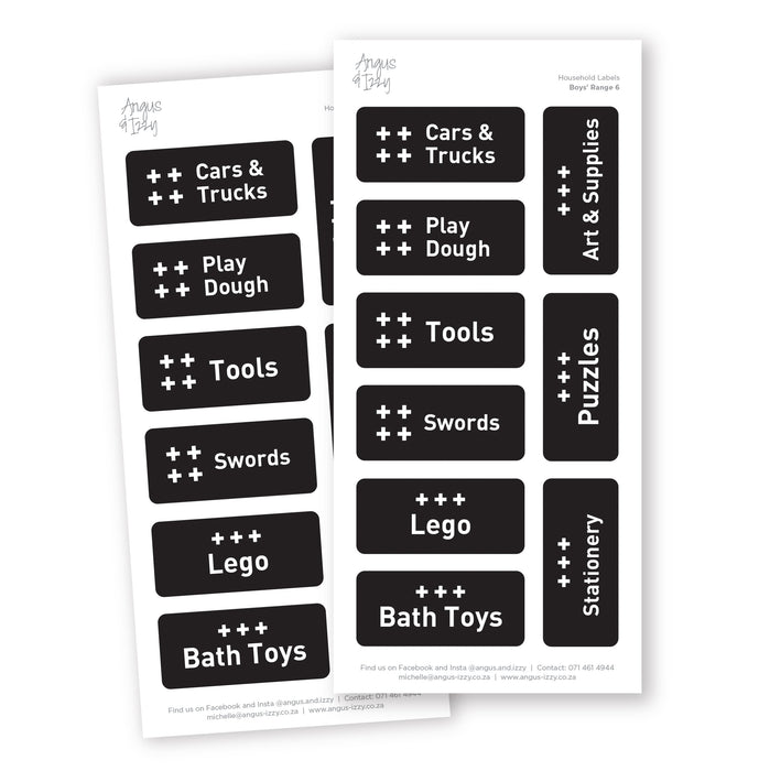 Household Labels - Boys' Range 06 Household Labels Angus & Izzy