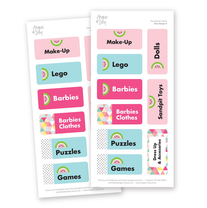 Household Labels - Girls Range 04 Household Labels Angus & Izzy
