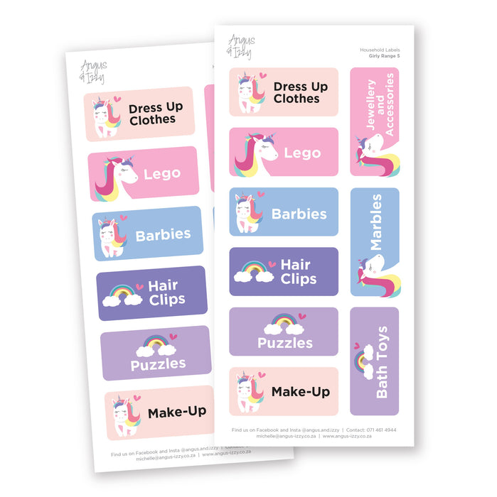 Household Labels - Girls Range 05 Household Labels Angus & Izzy