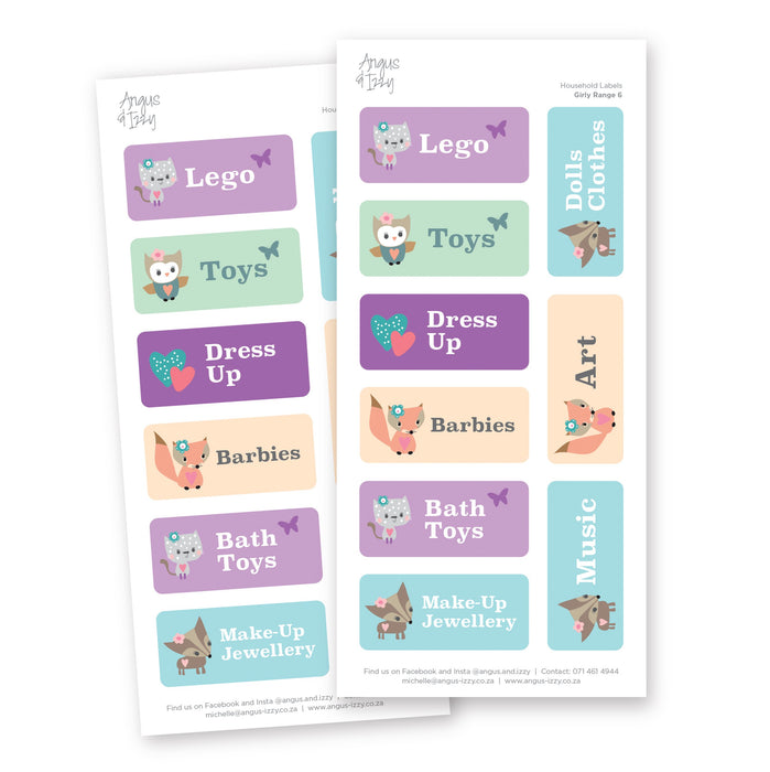 Household Labels - Girls Range 06 Household Labels Angus & Izzy
