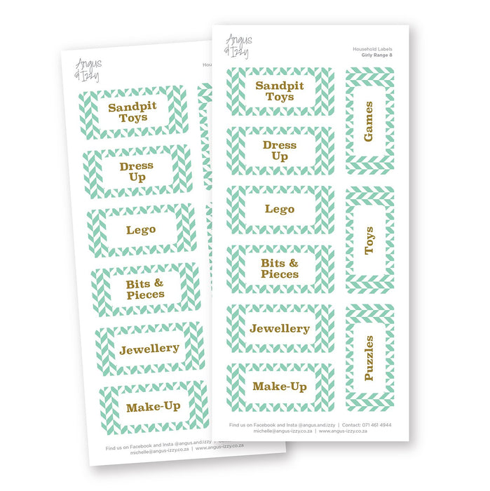 Household Labels - Girls Range 08 Household Labels Angus & Izzy