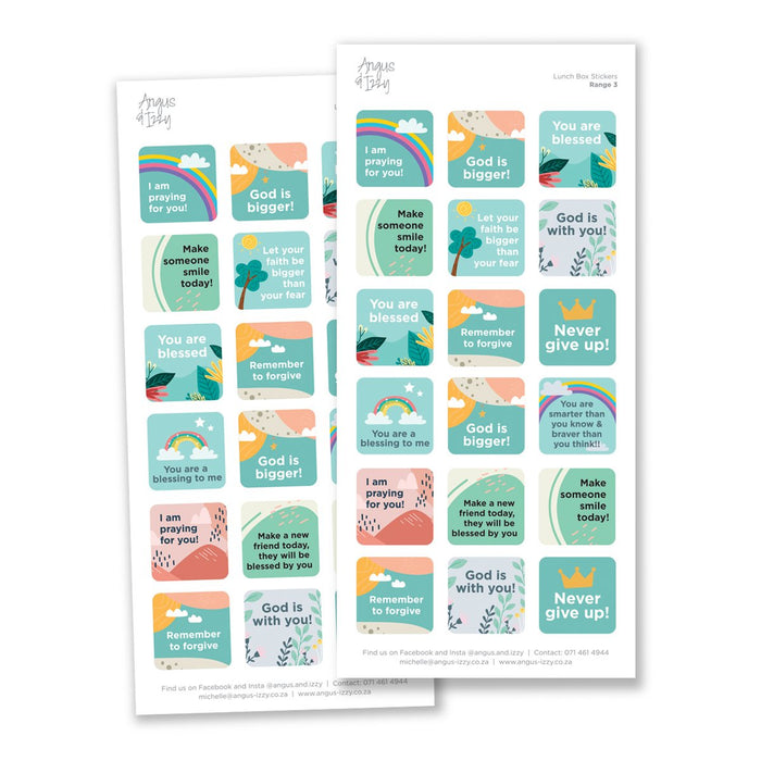 LunchBox Encouragement Stickers - Range 03 LunchBox Encouragement Stickers Angus & Izzy